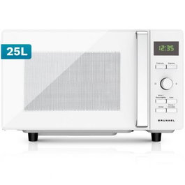 Grunkel MWD-25FLAT - Microondas Digital sin Plato, 25 Litros, 800W, Bloqueo Infantil, Blanco